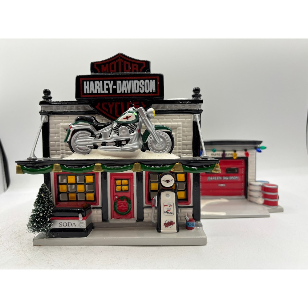 Dept 56 1996 Vintage Original Snow Village Harley-Davidson Motorcycle Shop 54886